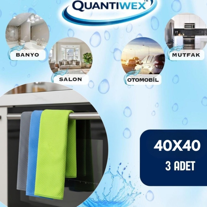 40x40 3lü Mikrofiber Cam Bezi İz Bırakmaz Oto Ev Temizlik Bezi